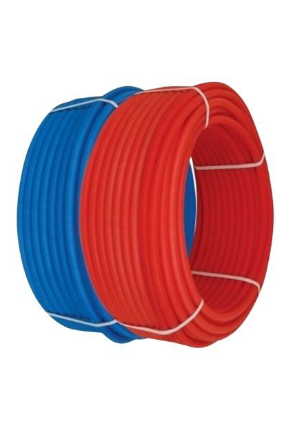 Pe-RT Ø16X2mm Şeffaf Kılıflı Boru Kırmızı Spiral Kalde 100 Mt MAVİ