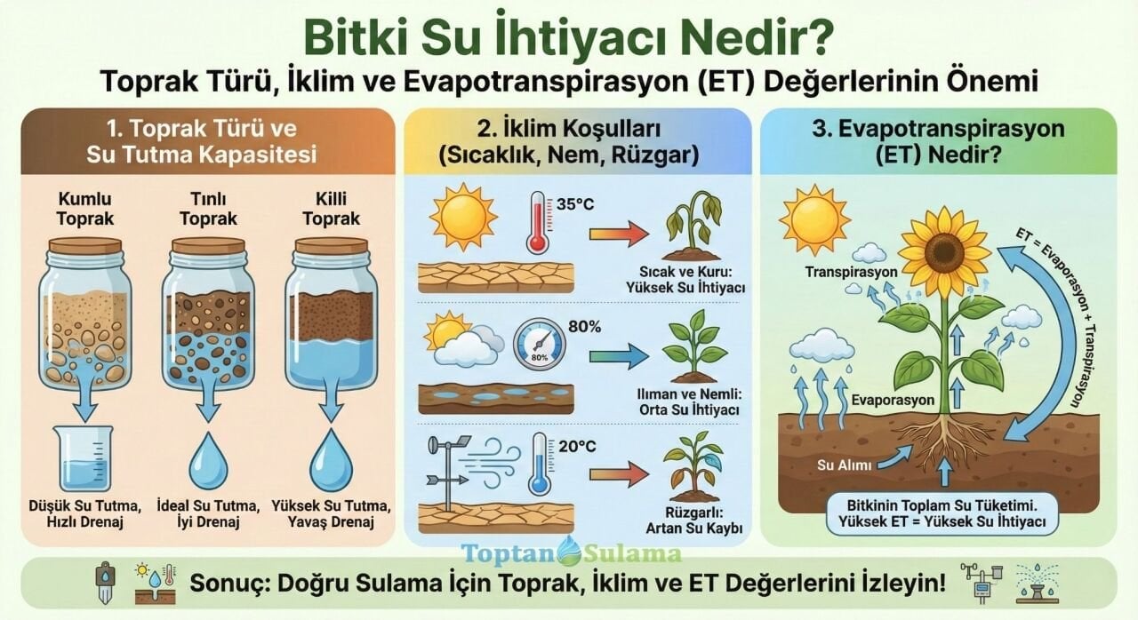 Bitki Su İhtiyacı Nedir? Toprak Türü, İklim ve Evapotranspirasyon (ET) Değerlerinin Önemi