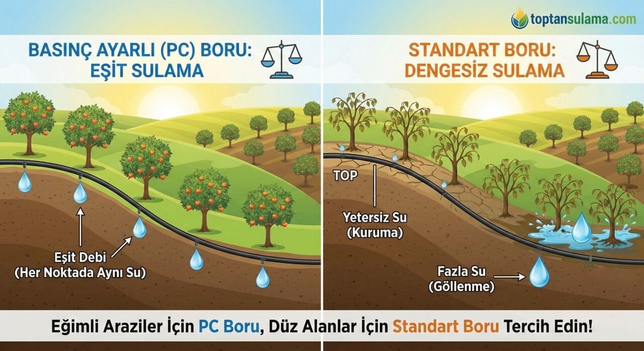 Basınç Ayarlı (PC) vs. Standart Damlama Boruları: 2026 Sulama Rehberi ve Seçim Kriterleri