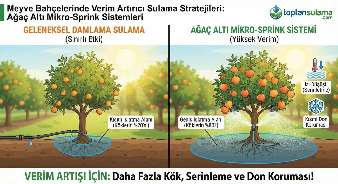 Meyve Bahçelerinde Verim Artırıcı Sulama Stratejileri: Neden Ağaç Altı Mikro-Sprink Sistemleri?
