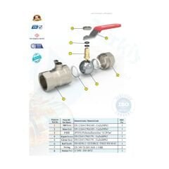 Küresel Vana Tam Geçiş PN16 - 1/2'' (20mm) Dişi Pirinç Vana