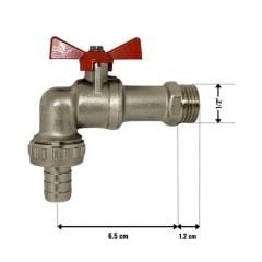 Küresel Bahçe Musluğu Kelebek 1/2'' Rakorlu DN15 1 Adet