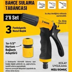 3 Fonksiyonlu Sulama Tabancası 2 Parça Set