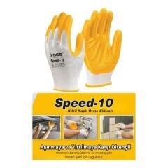 SGS 7710 Nitril Kaplama Örme Eldiven Sarı Speed-10