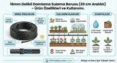 16mm Delikli Damlama Borusu 20 cm Aralıklı – 50 Metre