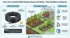 16mm Delikli Damlama Borusu 33 cm Aralıklı – 50 Metre