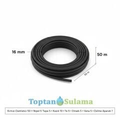 16 mm Düz Damlama Seti 50 m – 50 Adet Kırmızı Damlatıcılı, Delme Aparatlı (Bahçe/Sera)