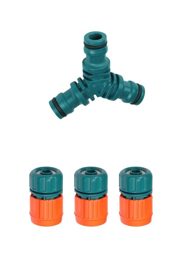 3’lü Jaklı Hortum Bağlantı Kiti 1/2'' (Yarım Parmak) – 3 Çıkış Çoklayıcı + 3 Rakor