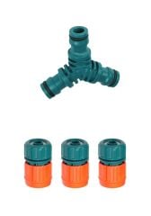 3’lü Jaklı Hortum Bağlantı Kiti 1/2'' (Yarım Parmak) – 3 Çıkış Çoklayıcı + 3 Rakor
