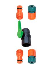 Bahçe Hortumu Jaklı Vana Bağlantı Seti 1/2'' (Yarım Parmak) – Hızlı Bağlantılı Ara Vana