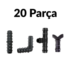 16mm Damlama Boru Tamir Seti 20 Parça Nipel dirsek-te-tapa Kurtağzı 5 Li