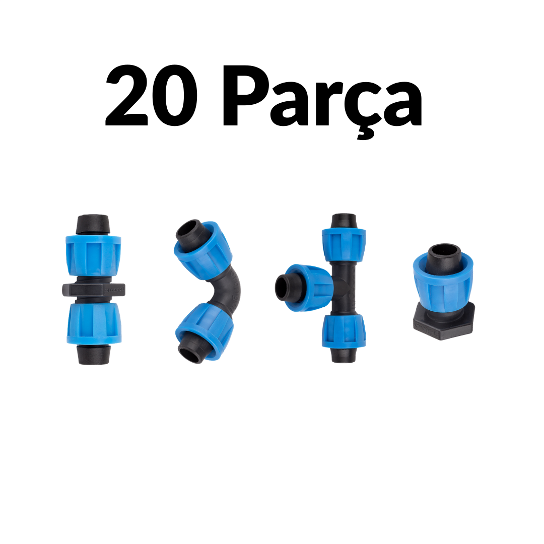 16mm Damlama Tamir Seti Ters Kilitli Nipel Dirsek Te Tapa 20 Parça