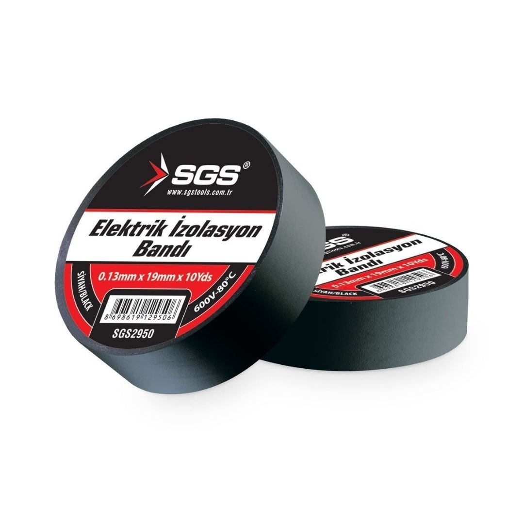 SGS Elektrik İzolasyon Bandı Siyah 19mm x 10 Yard – SGS2950