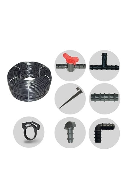 16mm Damlama Sulama Boru Seti 20-50 Cm Delikli 100 Mt